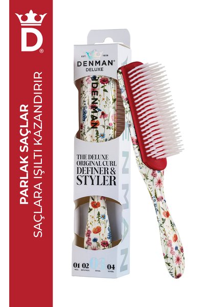 Denman D3 Original Styler & Curl Definer Bukle Belirginleştirici Saç Fırçası Floral Fantasies