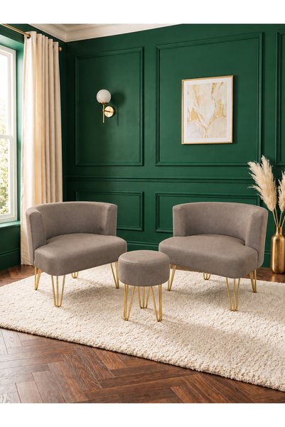 Pure Home VERONA 2'li çay seti berjer ve puf takımı