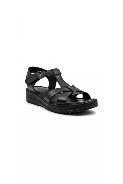 Ustalar Ayakkabı Çanta Sandale negre de damă din piele naturală 562.015