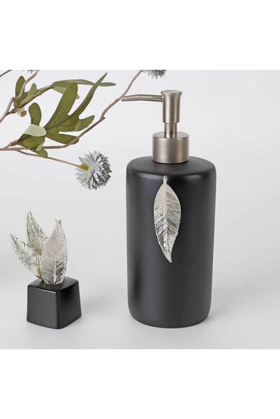 Selim Leaf Sıvı Sabunluk Siyah Gümüş