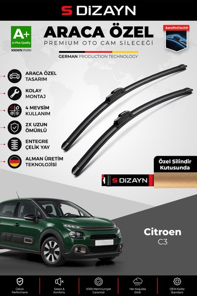 S Dizayn S-Dizayn Citroen C3 Ön Cam Silecek Seti 2016 Üzeri Premium Araca Öze...