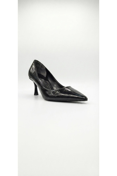Ustalar Ayakkabı Çanta Black Patent Leather Women's Heeled Shoes 319.129-1714