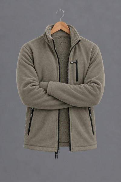 DAMGA JEANS Men's Zippered Daily Premium Comfortable Mink Fleece