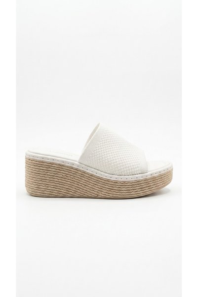 Ustalar Ayakkabı Çanta White Women's Wedge Heel Slippers 581.232-460
