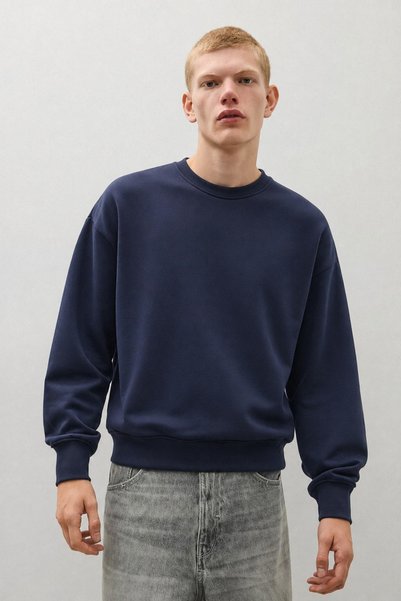 DAMGA JEANS Men's 100% Cotton Comfortable Navy Blue Winter Sweatshirt