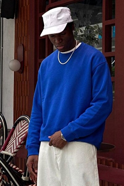 DAMGA JEANS Men's Cotton Casual Blue Winter Sweatshirt