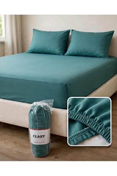 Clasy طقم ملاءات سرير مطاطية من قماش رانفورس قطن 100% مقاس كبير 180×200 سم + ...