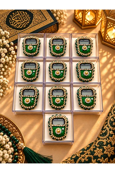 lenagiftworkshop 10 Pieces of Green Mica Boxed (Mevlit-Circumcision-Hajj-Umra...