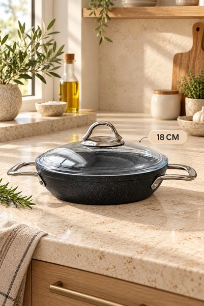 Bonera Pro Plus 18 cm Titanium Coated Pan – Titanium Coating on the Inside an...