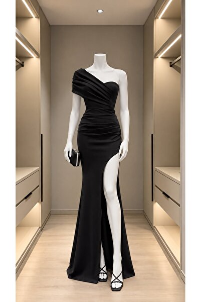 Modafeminen Rochie cu un singur umăr din țesătură scuba cu fantă cu design sp...