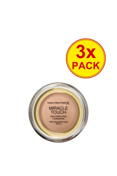 Max Factor 3 броя Фон дьо тен MIRACLE TOUCH 075 златист 45 мл