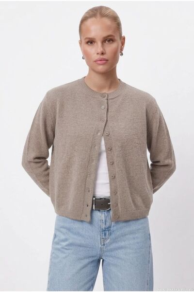 Ritnice Cardigan de bază Nina Crew Neck Mink pentru femei