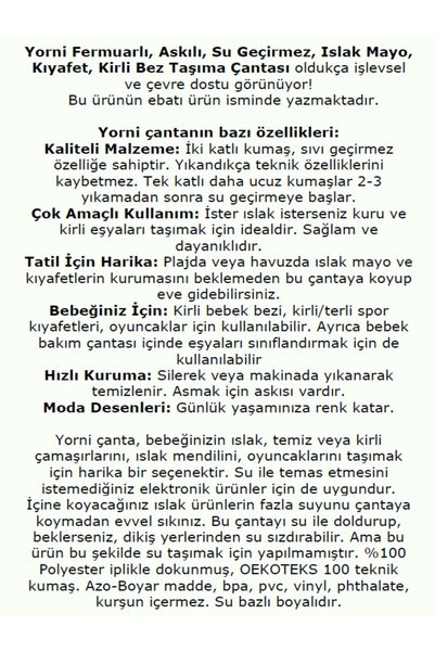 yorni 2 ADET, 24x29cm, ZOO, Su Geçirmez Çok Amaçlı Beslenme Bakım Çantası, Torbası