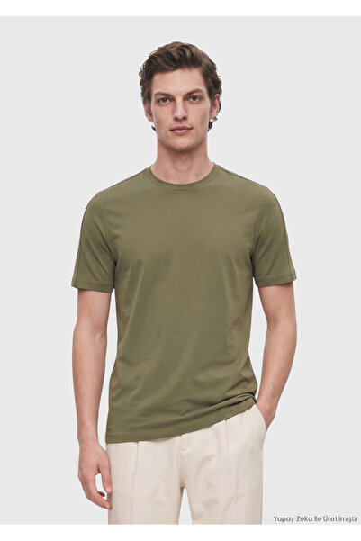 Ramsey Khaki Plain Crew Neck T-Shirt