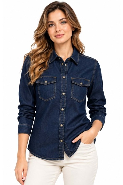 Mavi M1210477 Levia Rinse Str Jean Kot Gömlek Kadın Gömlek LACİVERT