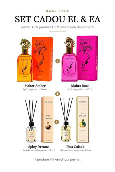rosehane Set Cadou El & Ea Rose Hane – Maher Amber + Mohra Rose + Spicy Dream...