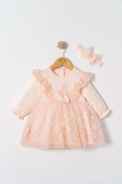Miniday Baby Baby Girl Christening Dress with Bandana, Lace, Newborn Hospital Discharge Wedding Dress, Evening Gown, Christening Dress 66