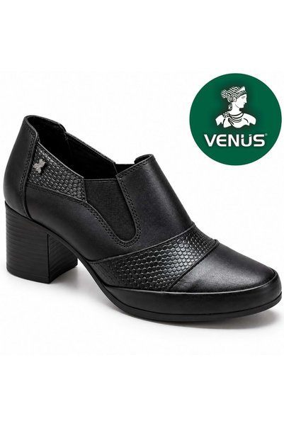 Venüs Cibring Hakiki Deri Comfort Ortopedik Kadın Topuklu Ayakkabı SİYAH
