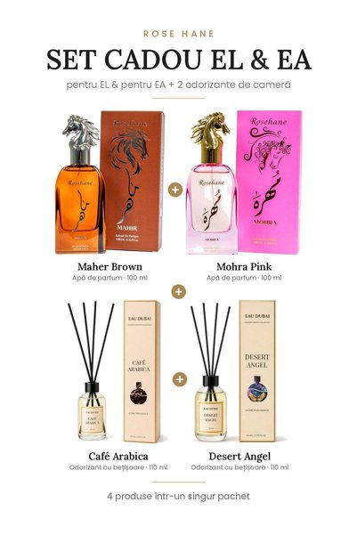 rosehane Set Cadou El & Ea Rose Hane – Maher Brown + Mohra Pink + Café Arabic...