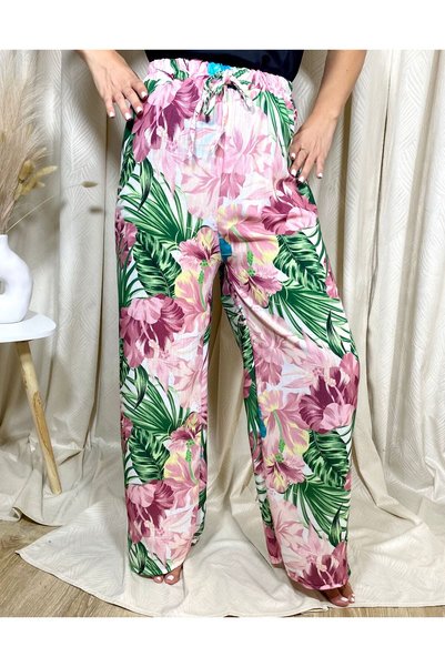 Intisimo Pantaloni cu croi larg primăvară-vară, roz/verde