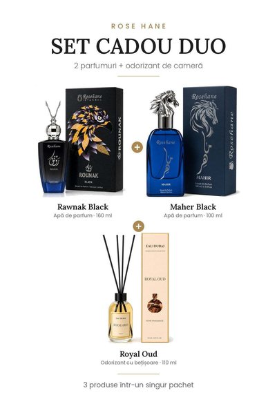 rosehane Set Cadou Duo Rose Hane – Rawnak Black + Maher Black + Royal Oud