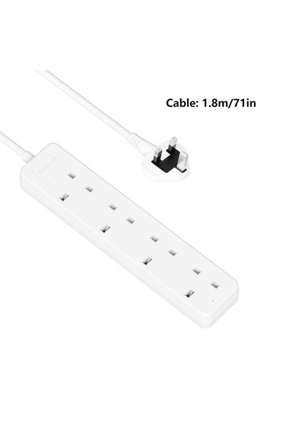 Choice UK Plug 3P 180CM 71Inch 4AC UK 2/4-Way Wall-Mountable Extension Lead 1...