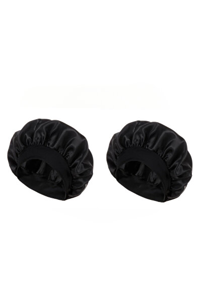 Choice1 Black 2PCS Satin Bonnets Night Sleeping Cap Large Elastic Wide Soft B...