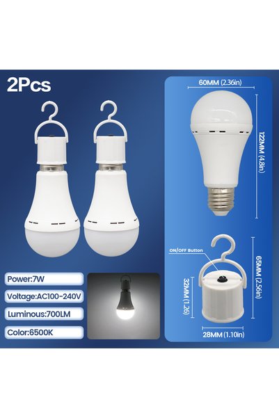 Choice AC100-240V 7W 2pcs 1-10PCS LED Rechargeable Bulb Light 7W 1500mAh Emer...