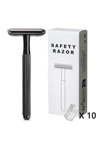 Choice1 Gun Black Safety Razor for Women 10 Stainless Steel Razor Blades, Lon...