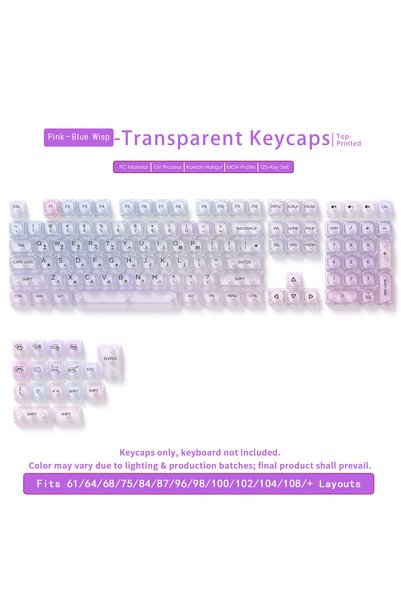 Choice27 D-Korean-Top Colorful Transparent MOA Keycaps Unprinted for Mechanic...