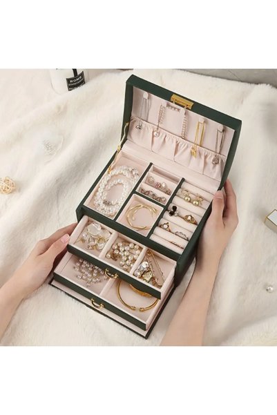 Choice black Three Drawer Handheld Jewellery Box Earring Ring Necklace Storag...