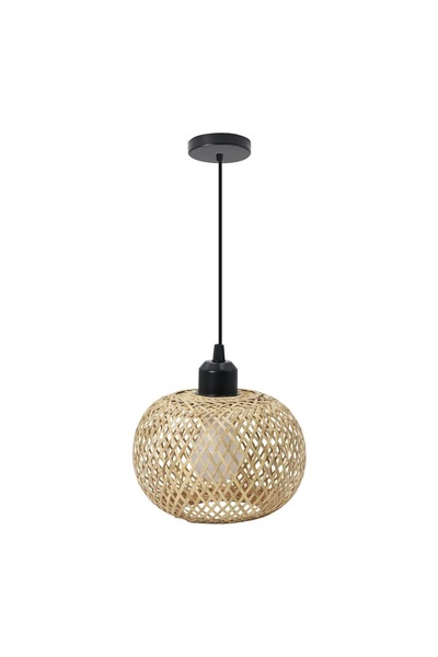 Choice No light bulb E26 110-120V Wood color B Retro Led Bamboo Woven Ceiling...