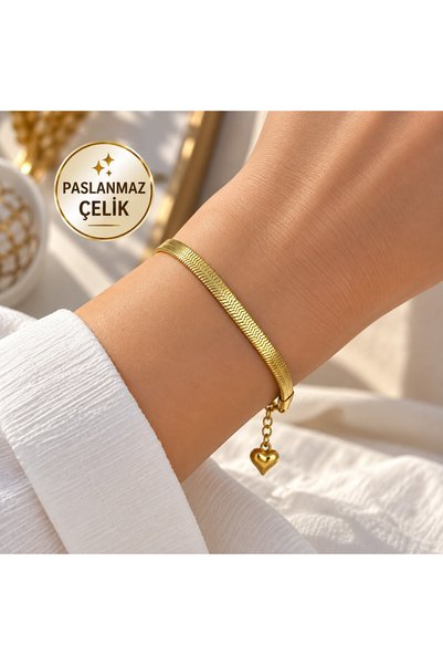 cheini Kararmaz Çelik İtalyan Gold Bileklik