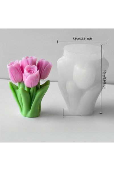 Choice Bouquet 1 3D Tulip Bouquet Silicone Candle Molds Handmade Lavender Flo...