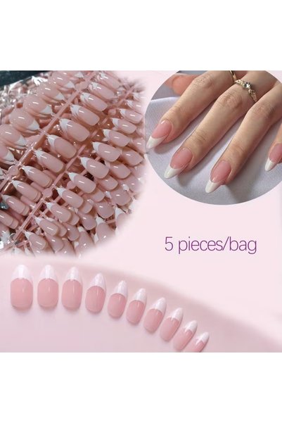 choice2 WHITE 120PCS Press White French Edge Almond False Nails Reusable Acry...