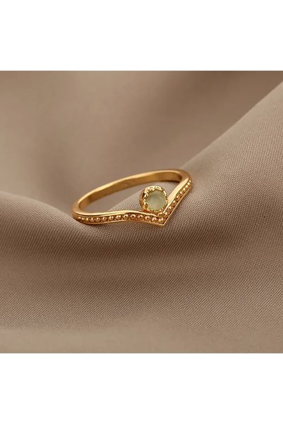Choice Gold Color JZ807G Trend Opal Finger Rings For Women Stainless Steel Ad...