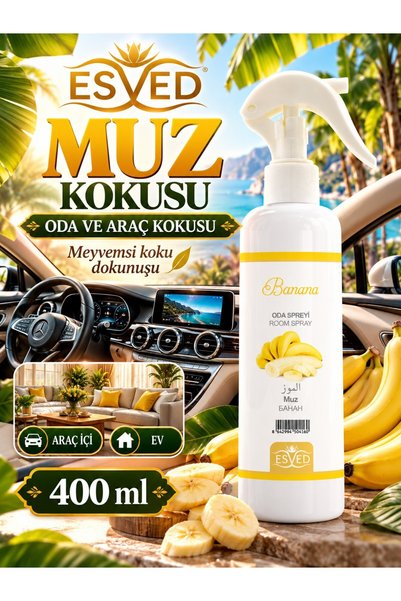 ESVED Muz Kokusu Oto Kokusu Spreyli Araç Oda Ve Ortam Kokusu 400 Ml Kalıcı Uz...
