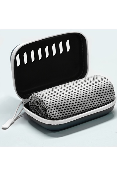 Choice3 1set GRAY Camping Cooling Towels with EVA Case Compact & Portable Tra...