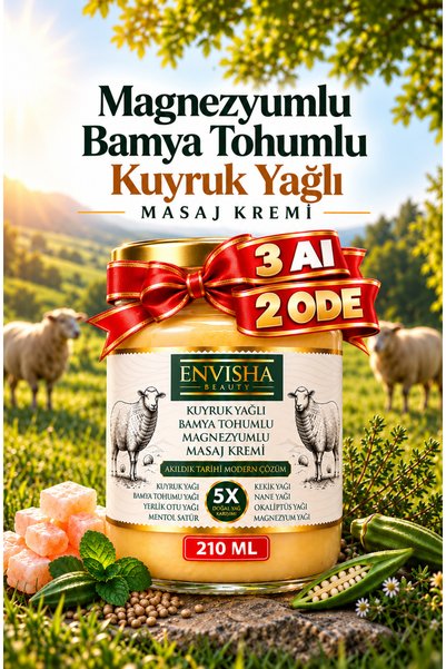 Envisha Beauty Kuyruk Yağı Kremi Bamya Tohumlu Masaj Kremi 210 GR