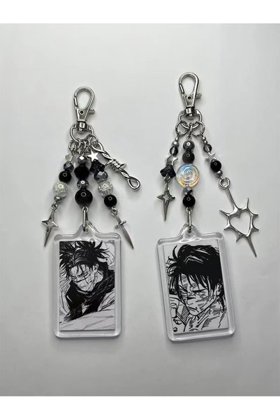 Choice white-black Anime Choso Keychains Y2K Cross Star Beaded Keyring Bag Pe...