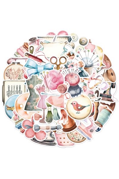 Choice 50PCS 50pcs Cute Cartoon Sewing Series Stickers Waterproof Graffiti Fo...