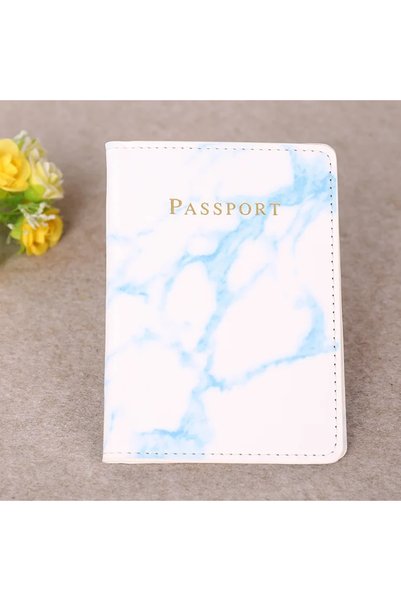Choice Blue Women Men Passport Cover Pu Leather Marble Style Travel ID Passpo...