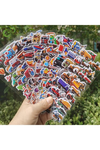 Choice 10 Sheets 3D Puffy Stickers for Kids Engineering Vehicle Excavator Sti...