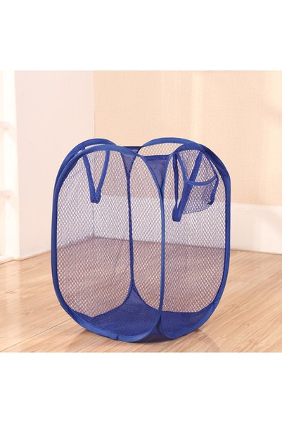 Choice Blue Foldable Color Mesh Clothes Dirty Clothes Basket Household Mesh D...