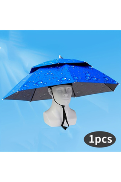Choice1 Blue Rain or Shine Hat Umbrella Fishing Umbrella, Fishing Supplies Cl...