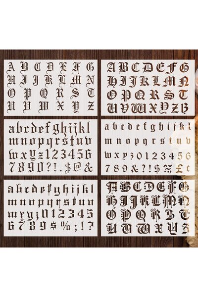 Choice 6 pcs 6Pcs Old English Alphabet Letter Stencils Reusable DIY Craft Pai...