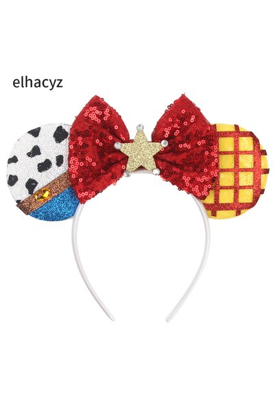 Choice3 TDMQ115-14 Cartoon Mouse Ear Headband Sequins Bow Hairband Space Astr...