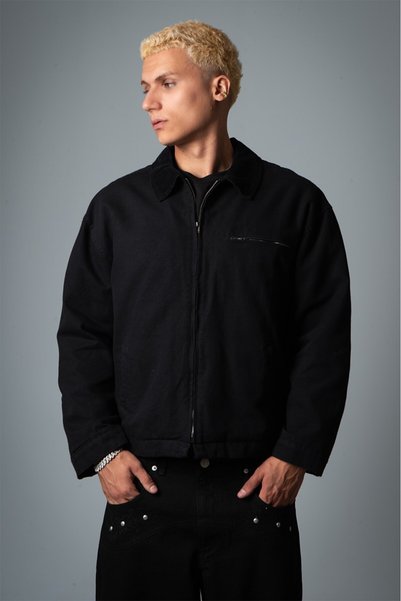 Crupt Studio Black Boxy Men's Worker Jacket