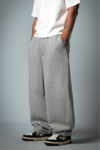 Crupt Studio Gray Wide Leg Sweatpant Men's Sweatpants with Stoppers