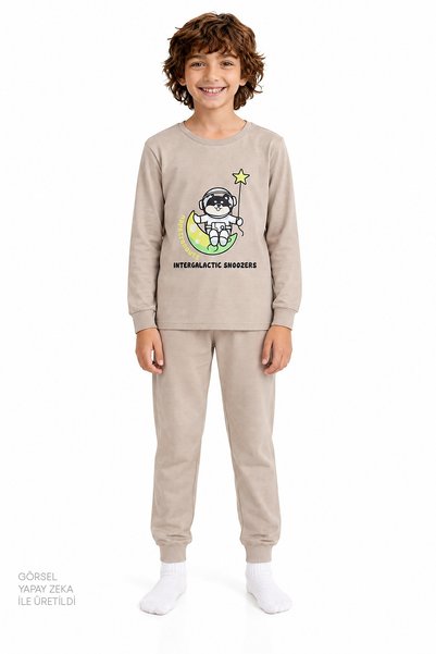 Penti Σετ πιτζάμες για αγόρια Grey Space Friends, βαμβακερό, μακρυμάνικο, 2 τ...